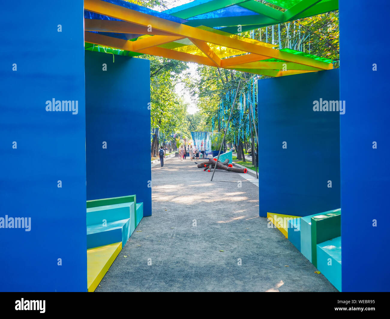 The `Flower Jam` Festival and Open International Competition of Urban Landscape Design in Moscow. Stock Photo